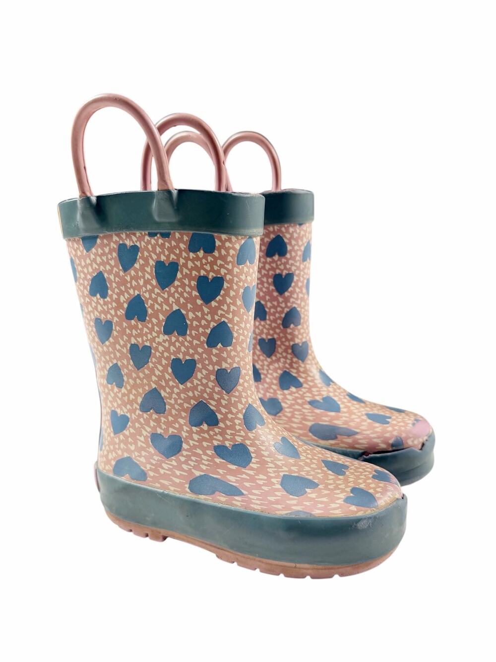 Tucker + Tate Kids Heart Print Rain Boots Pink Gray Size 5